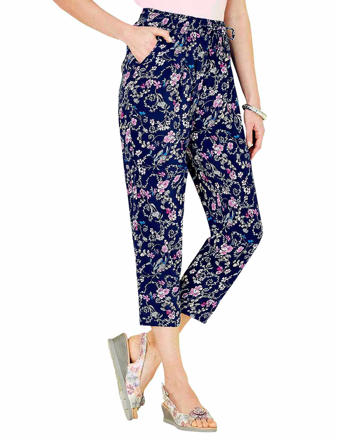 Croma Womens Printed Trousers Pink
