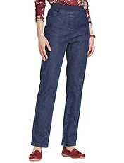 Pull On Stretch Jean With Rib Waistband Indigo