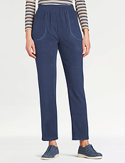Pull On Elasticated Waist Fleece Trousers With Zip Pockets Berry