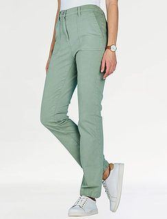 Stretch Trouser with Gathered Hem - Soft Green