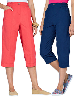 Pack of Two Crop Trousers Coral and Navy