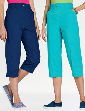 Pack of Two Crop Trousers Coral & Navy