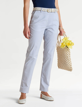 Stripe Cotton Chino Pull On Trouser Navy