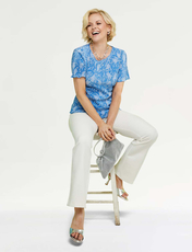 Print Plisse Top BLUE