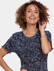 Print Plisse Top Blue