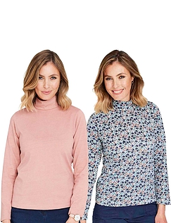 Pack of Two Turtle Neck Tops - Rose