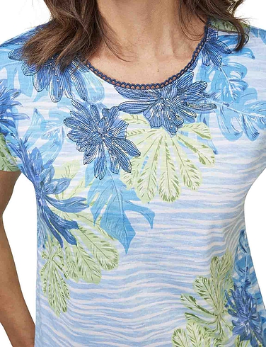 Floral and Stripe Tunic Top
