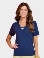 Stripe Insert T Shirt Navy