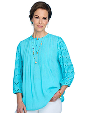 Broderie Viscose Top Aqua