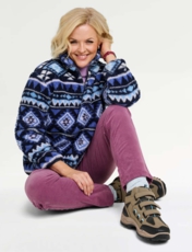 Half Zip Print Fleece Top Blue