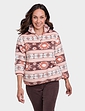 Half Zip Print Fleece Top Blue