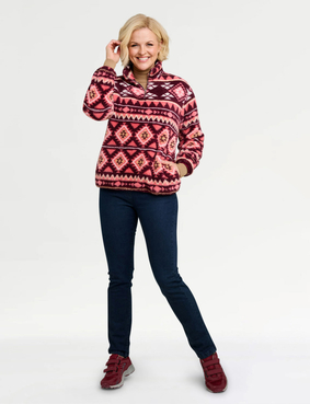 Half Zip Print Fleece Top Blue