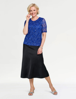 Luxury Sequin Lace Top Cobalt