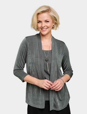 Slinky Mock 2 in 1 Top and Necklace Duck Egg