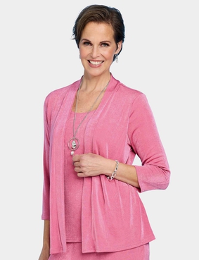 Slinky Mock 2 in 1 Top and Necklace Duck Egg