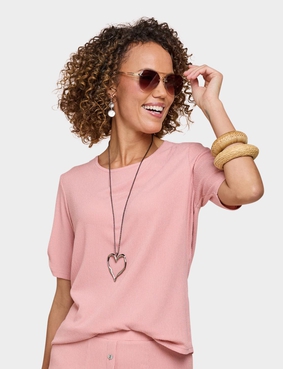 Crinkle Top and Necklace Navy