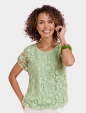 Bubble Hem Burnout Top Green