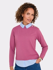 Mock Shirt Top Dusky Rose