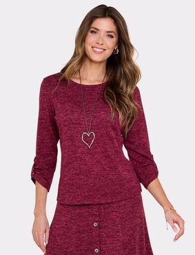 Warm Handle Top and Necklace Set Blue