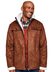 Pegasus Sherpa Lined Faux Suede Jacket Tan