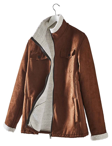 Pegasus Sherpa Lined Faux Suede Jacket | Chums
