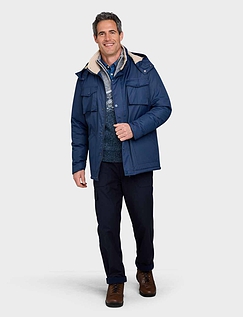 Pegasus Waterproof Jacket with Sherpa Fleece Lining - Navy