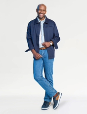 Pegasus Zip Cotton Jacket With Cord Collar Navy