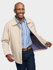 Pegasus Zip Cotton Jacket With Cord Collar Navy