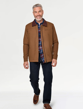 Pegasus Sherpa Lined Canvas Jacket with Cord Collar Brown