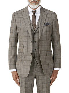 Skopes Pershore Wool Blend Tailored Check Jacket - Brown