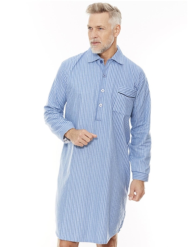 Mens Champion Quality Nightshirt Brushed Cotton Loungewear 44-46 XL , Light Blue 