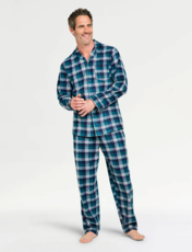 Pegasus Thermal Fleece Traditional Pyjama Set Forest Green