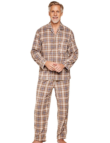 Pegasus Thermal Fleece Traditional Pyjama Set - Grey