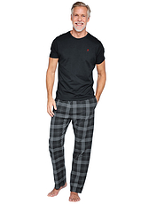 Farah Crew Neck T Shirt Woven Pant Lounge Set Black