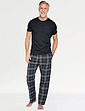 Farah Crew Neck T Shirt Woven Pant Lounge Set Black