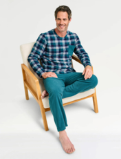 Pegasus Thermal Crew Neck Pyjamas Forest Green