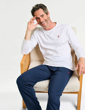 Farah Long Sleeve Jersey PJ Lounge Set Navy