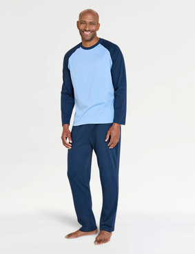 Pegasus Knitted Long Pyjama Set Navy