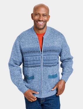 Tootal Horizontal Jacquard Zipper Blue