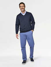 Pegasus Luxury Yarn V Neck Sweater Denim