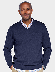 Pegasus Luxury Yarn V Neck Sweater Denim