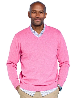 Pegasus Luxury Yarn V Neck Sweater - Raspberry