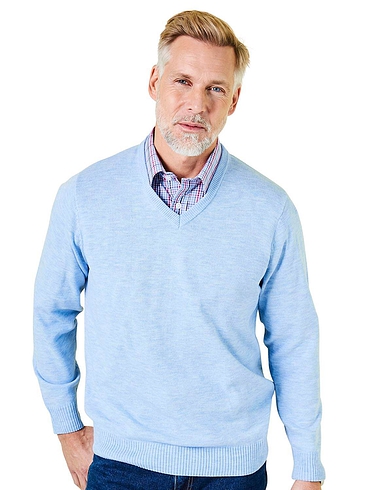 Pegasus Luxury Yarn V Neck Sweater - Sky Blue