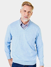 Pegasus Luxury Yarn V Neck Sweater Denim