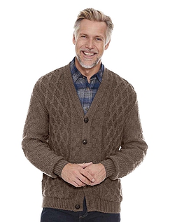 Tootal Aran Style Cardigan - Taupe