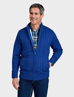 Pegasus Sherpa Lined Cable Zipped Jacket Blue