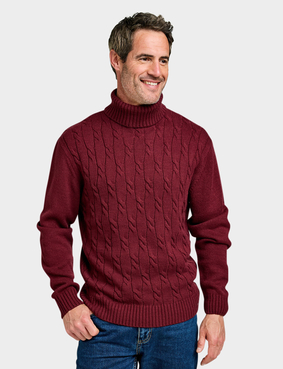 Pegasus Cable Roll Neck Jumper Ecru