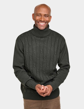 Pegasus Cable Roll Neck Jumper Ecru