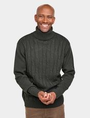 Pegasus Cable Roll Neck Jumper Ecru