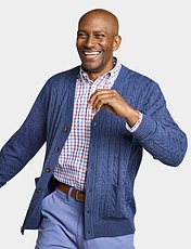 Pegasus Luxury Yarn Cable Cardigan Navy